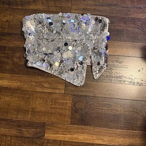 Cider Silver Sequin Crop Top